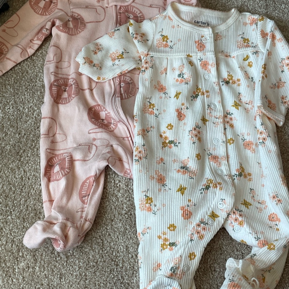 Carter's Pink and White Floral Baby One Piece Set